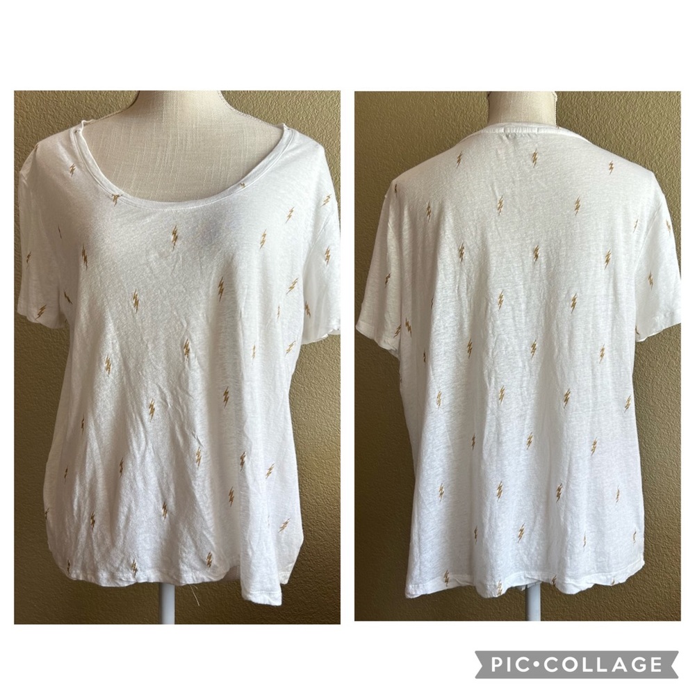 Rails Luna White Gold Electric Lightening Linen Tee Sz Large